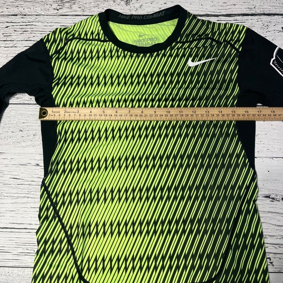 Nike Pro Combat Compression Long‎ Sleeve Shirt Football Skull L Green Black - Picture 6 of 7